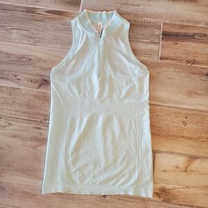 Athleta Momentum Polo Tank Top Womens Size XS Light Blue 1/4 Zip